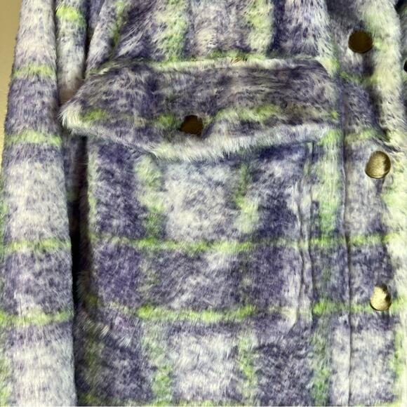 Hutch Anthropologie Donna Plaid Plush Soft Boxy Shacket Barn Coat Jacket XS - Picture 5 of 14
